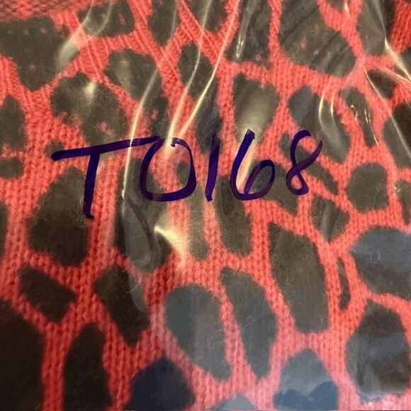 Halogen Cashmere Wool Blend Abstract Animal Print Pink Black Size Small Petite - Picture 10 of 10